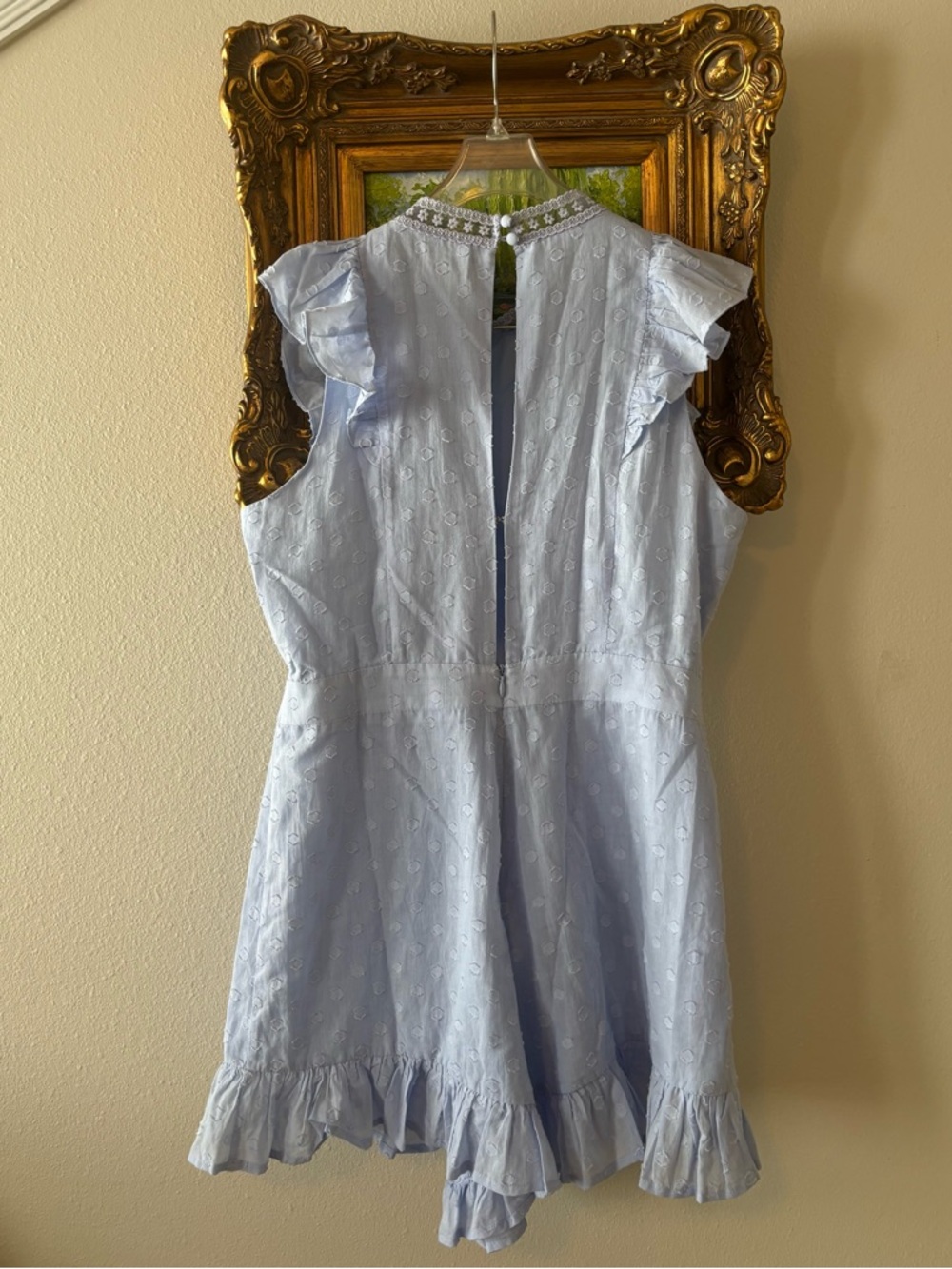 NWT Aqua Light Blue Lace Ruffle Romper - Picture 3 of 5
